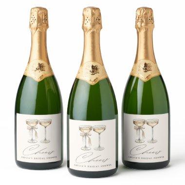 Brunch & Bubbly Watercolor Champagne  Sparkling Wine Label