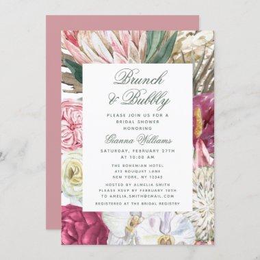 Brunch & Bubbly Watercolor Floral Bridal Shower Invitations