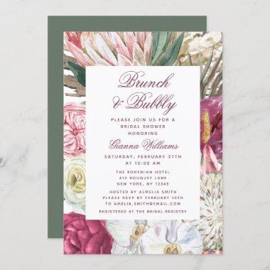 Brunch & Bubbly Watercolor Floral Bridal Shower Invitations