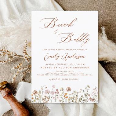 Brunch Bubbly Wildflower Bridal Shower Invitations