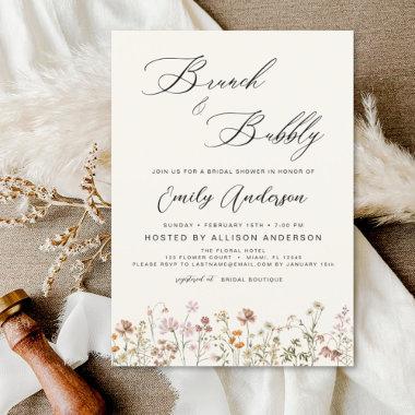 Brunch Bubbly Wildflower Bridal Shower Invitations
