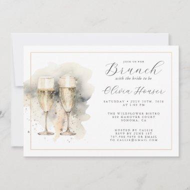 Brunch With The Bride Champagne Gold Invitations