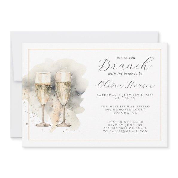 Brunch With The Bride Champagne Gold Invitations