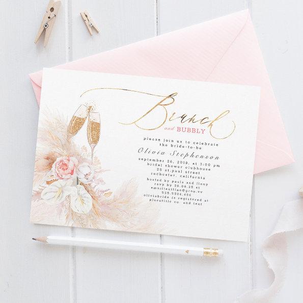 Brunch with the Bride Pampas Grass Bridal Shower Invitations