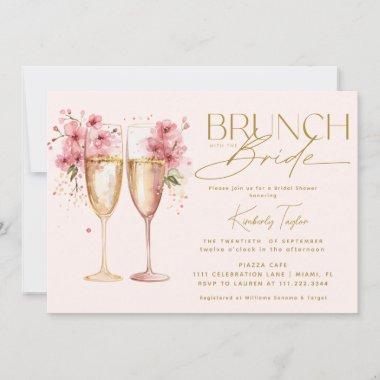 Brunch With The Bride Pink Champagne Bridal Shower Invitations