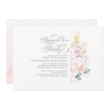 Brunch with the Bride Pink Floral Bridal Shower Invitations