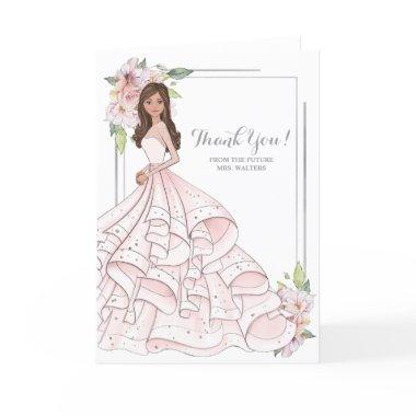 Brunette Bride Bridal Shower Future Mrs Thank You Invitations