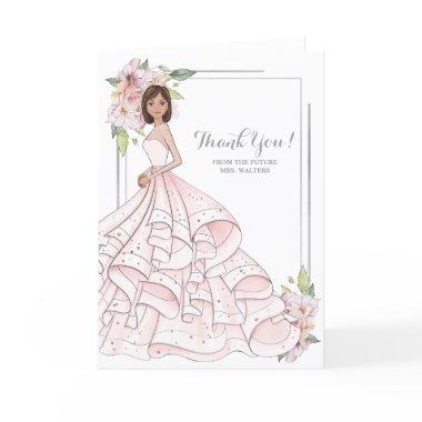 Brunette Bride Bridal Shower Future Mrs Thank You Invitations