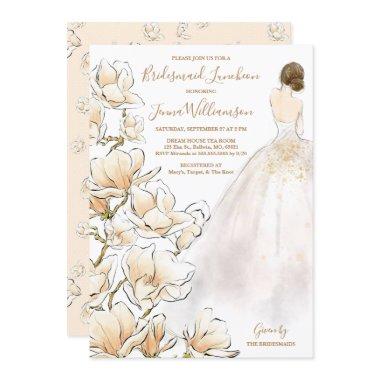 Brunette Bride Magnolia Bridesmaid Luncheon