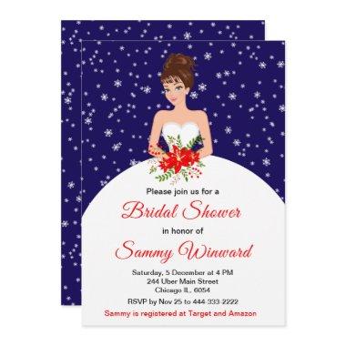 Brunette Bride Snowflake Navy
