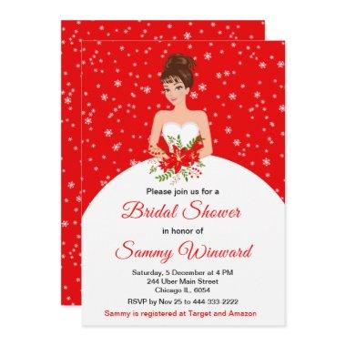 Brunette Bride Snowflake Red