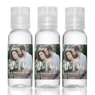 Brush Script Thank You Wedding Photo Hand Sanitizer