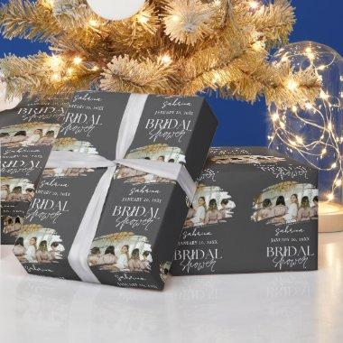 Brush Stroke Custom Photo  Gray Wrapping Paper
