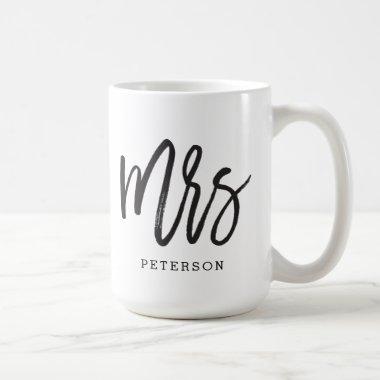 Brushed Calligraphy Mrs Wedding Bride Mug