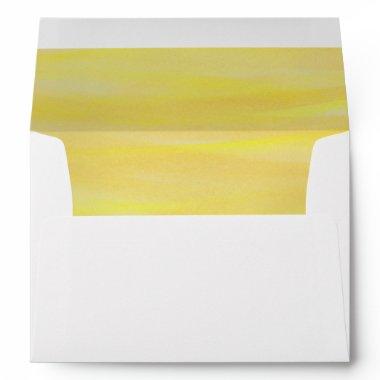 Brushed Lemon Yellow Ombre Watercolor Lined Envelope