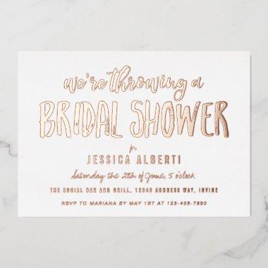 Brushed Shimmer Bridal Shower Gold Foil Invitations