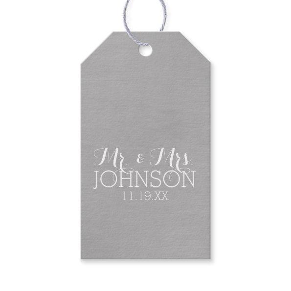 Brushed Silver - Mr. & Mrs. Wedding Favors Gift Tags