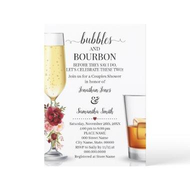 Bubbbles & Borboun before I do engagement marsala Invitations