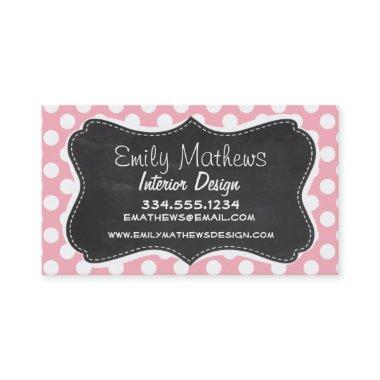 Bubble Gum Pink Polka Dots; Retro Chalkboard Business