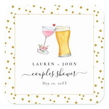 Bubbles and Brew Couples shower Square Sticker