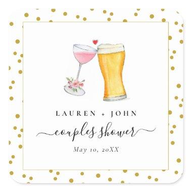 Bubbles and Brew Couples shower Square Sticker