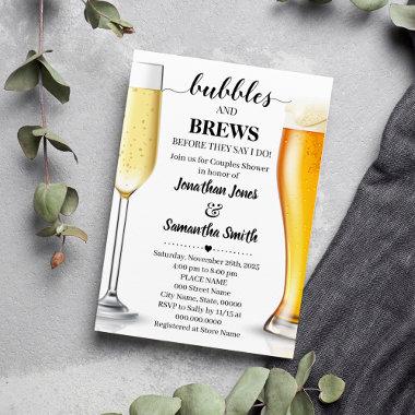 Bubbles and brews before I do couples shower Invitations