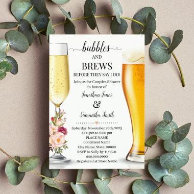 Bubbles and brews before I do wedding shower pink Invitations