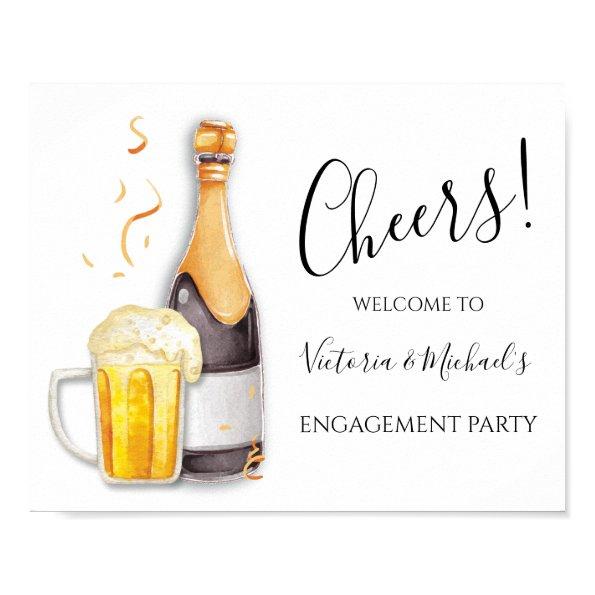 Bubbles and Brews Couples champagne beer Cheers Poster