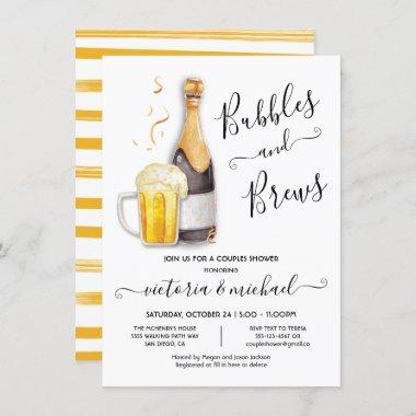 Bubbles and Brews Couples Shower champagne beer Invitations