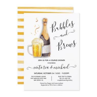 Bubbles and Brews Couples Shower champagne beer Invitations