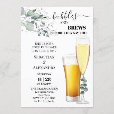 Bubbles and Brews Couples Shower Invitations