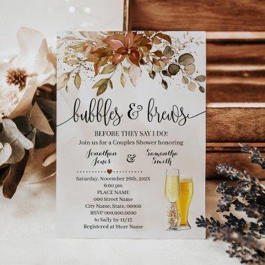 Bubbles and Brews Fall Autumn Wedding Shower Invitations