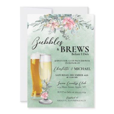 Bubbles and Brews Sage Green Shower Invitations