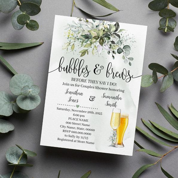 Bubbles and Brews shower Eucalyptus greenery