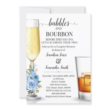 Bubbles & Bourbon before I do couples shower blue Invitations