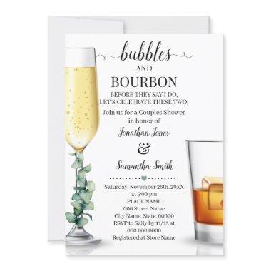 Bubbles & Bourbon before I do shower greenery Invi Invitations