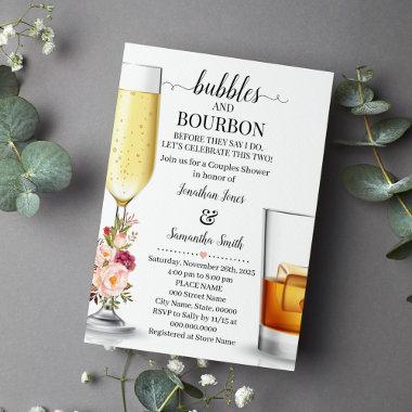 Bubbles & Bourbon before I do wedding shower pink Invitations