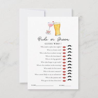Bubbles & Brew 'Guess Who' Shower game Invitations