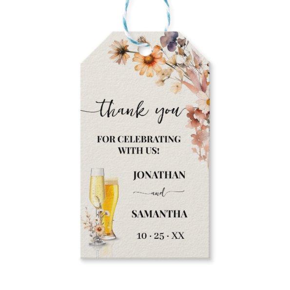 Bubbles & Brews Autumn Wildflowers Thank You Favor Gift Tags