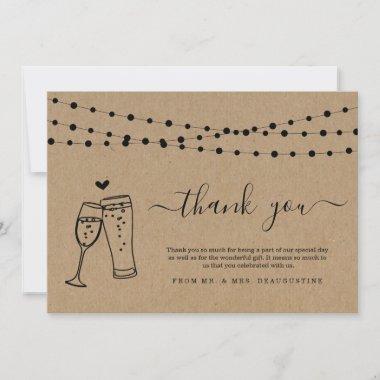 Bubbles & Brews Champagne Beer Toast String Lights Thank You Invitations