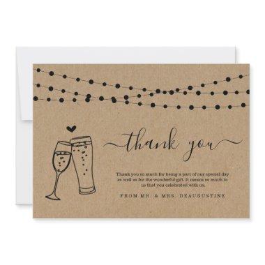 Bubbles & Brews Champagne Beer Toast String Lights Thank You Invitations