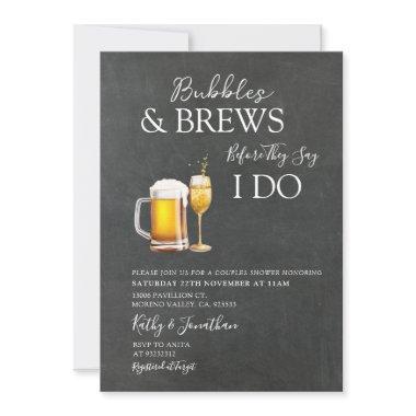 Bubbles & Brews Cocktail Chalkboard Couples Shower