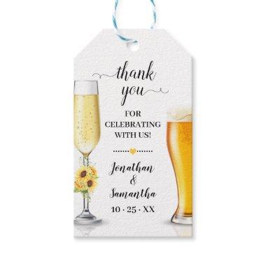 bubbles & brews favor tag sunflower bridal shower