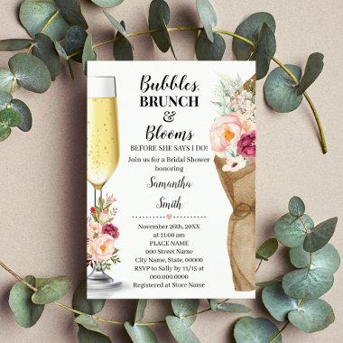 Bubbles Brunch & Blooms before I do Bridal Shower Invitations