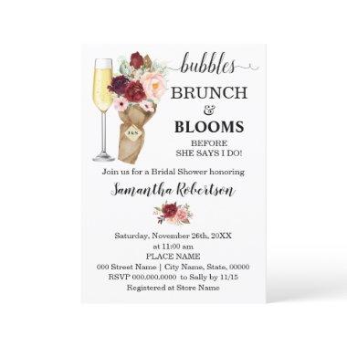 Bubbles Brunch & Blooms Marsala Bridal Shower Invi Invitations