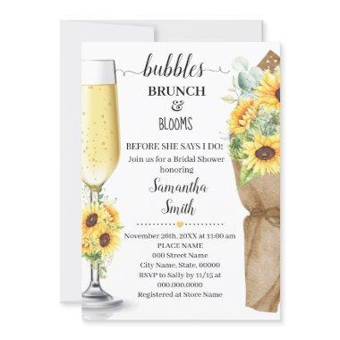 Bubbles Brunch & Blooms Sunflowers Bridal Shower Invitations