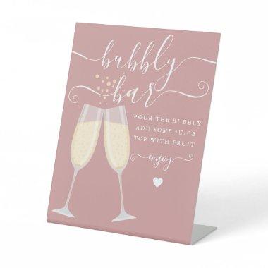 Bubbly Bar  Wedding Dusty Rose Pink Pedestal Sign