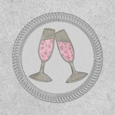 Bubbly Champagne Glass Cheers Bride Wedding Party Patch