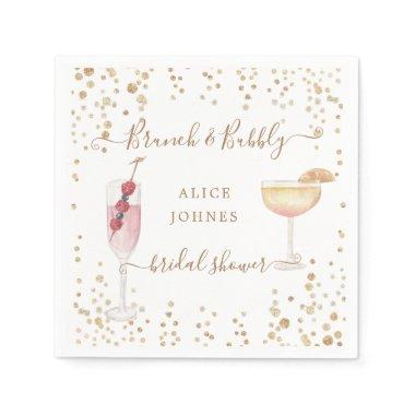 bubbly cocktails gold glitter bridal brunch napkins