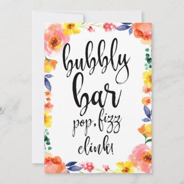Bubbly Mary Bar Affordable Floral Wedding Sign